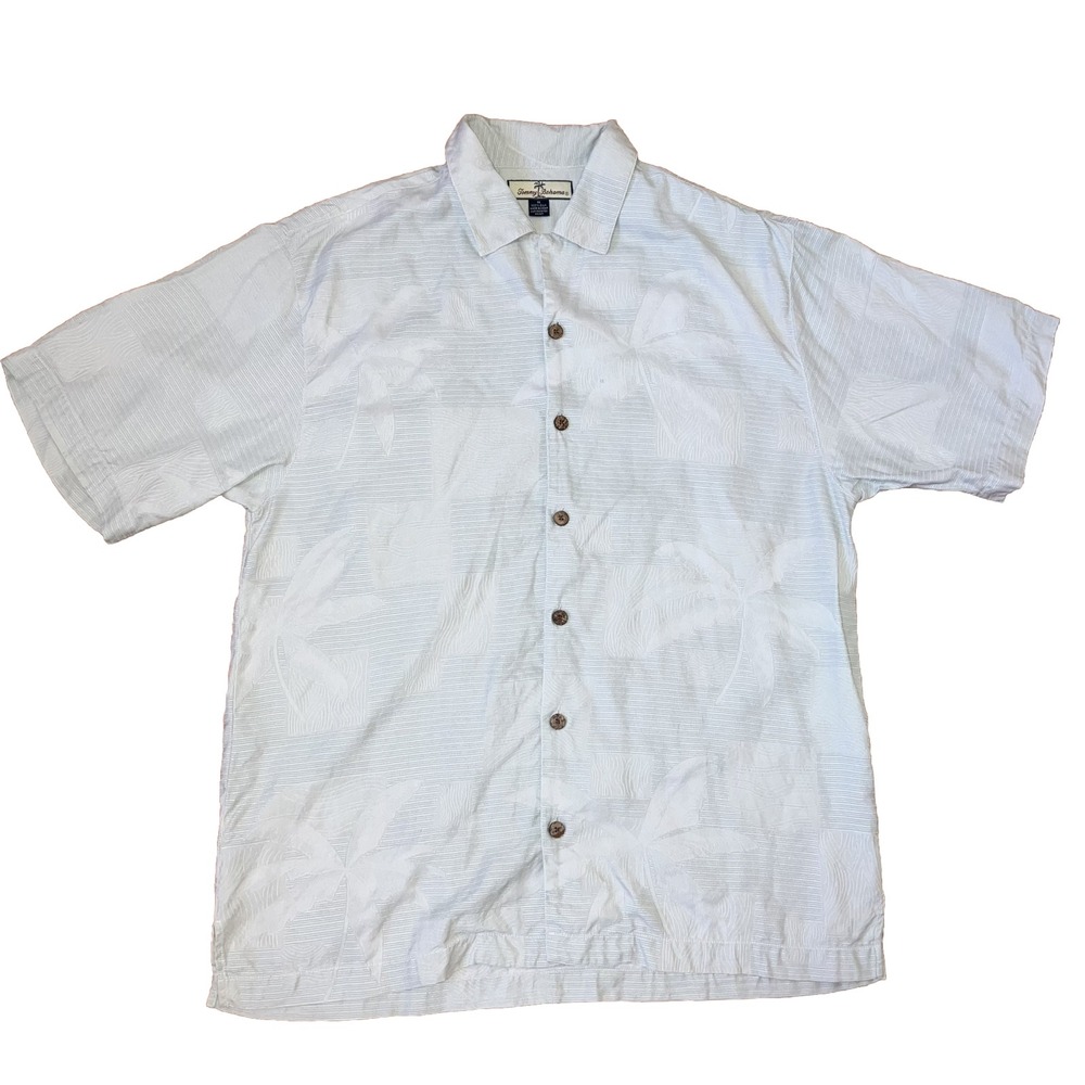 TOMMY‎ BAHAMA HAWAIIAN Beige Palm Tree M Medium Shirt